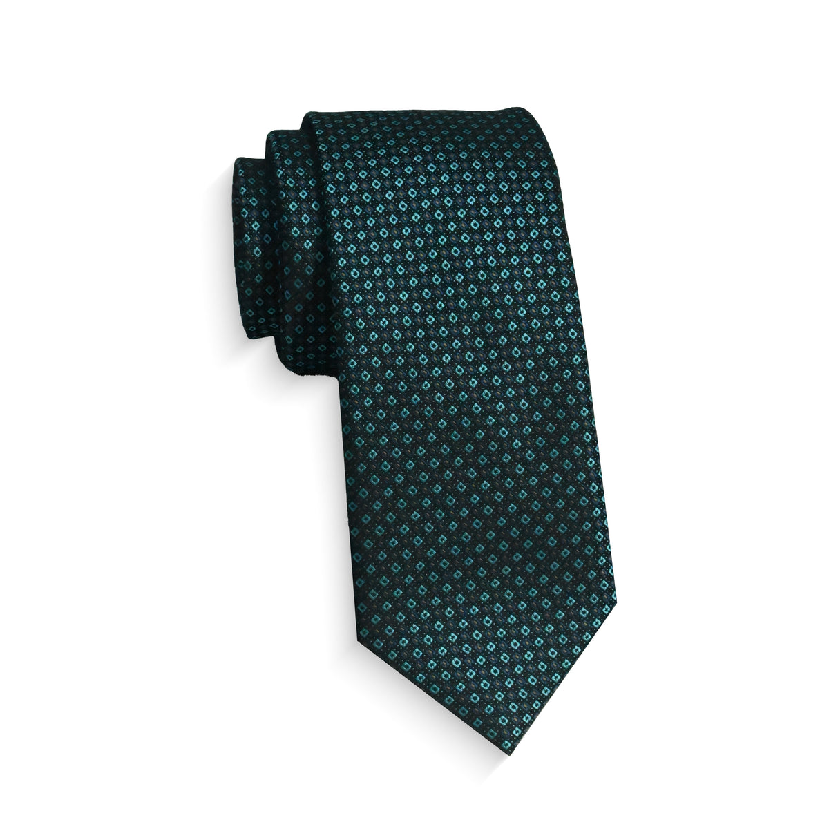 Boys Cache Tie - Turquoise Diamond Ring - polyester microfiber tie