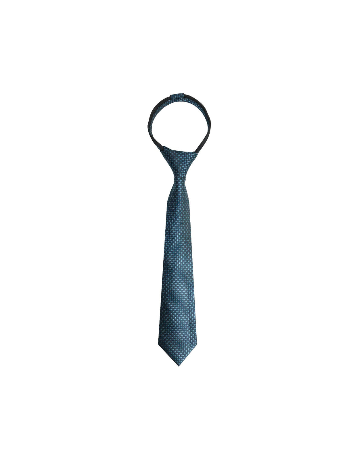 Boys Zipper Tie - Turquoise Diamond Ring - polyester microfiber tie