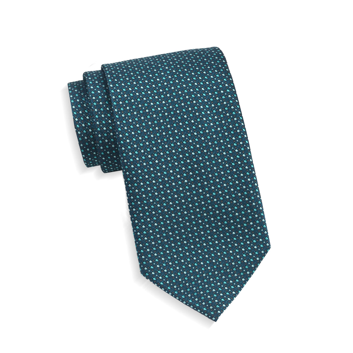Teens Aurelio & Co. Tie - Teal Block Dash - polyester microfiber tie