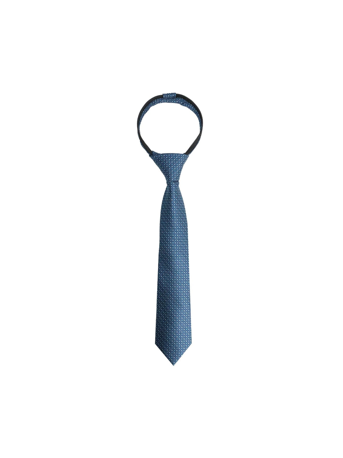 Boys Zipper Tie - Teal Block Dash - polyester microfiber tie