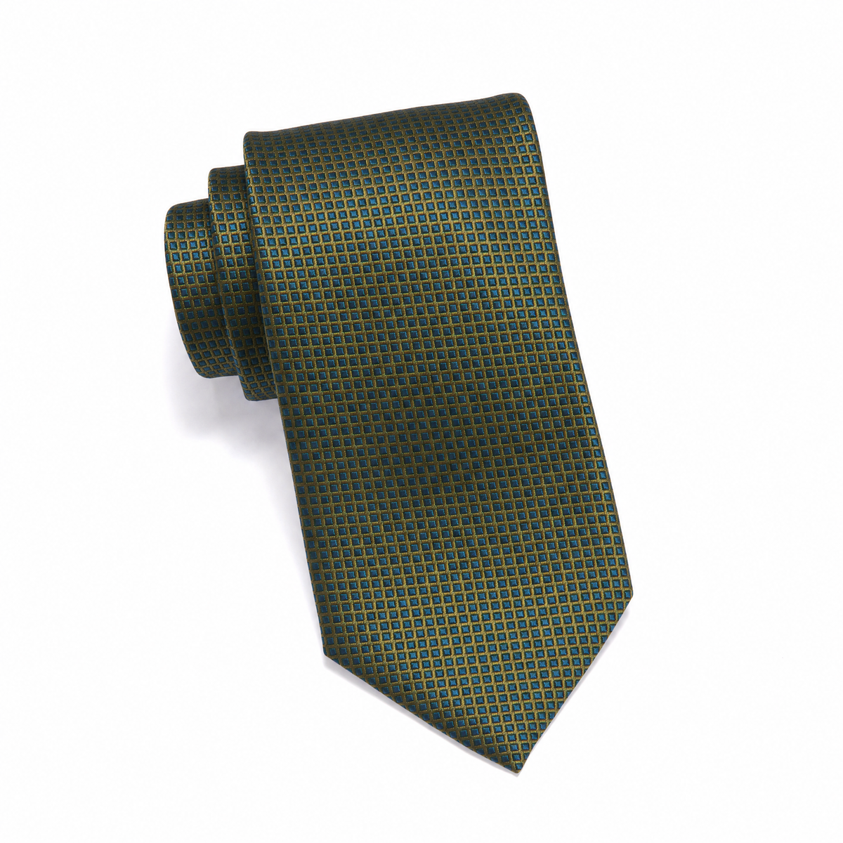 Teens Aurelio & Co. Tie - Olive Square Grid - polyester microfiber tie