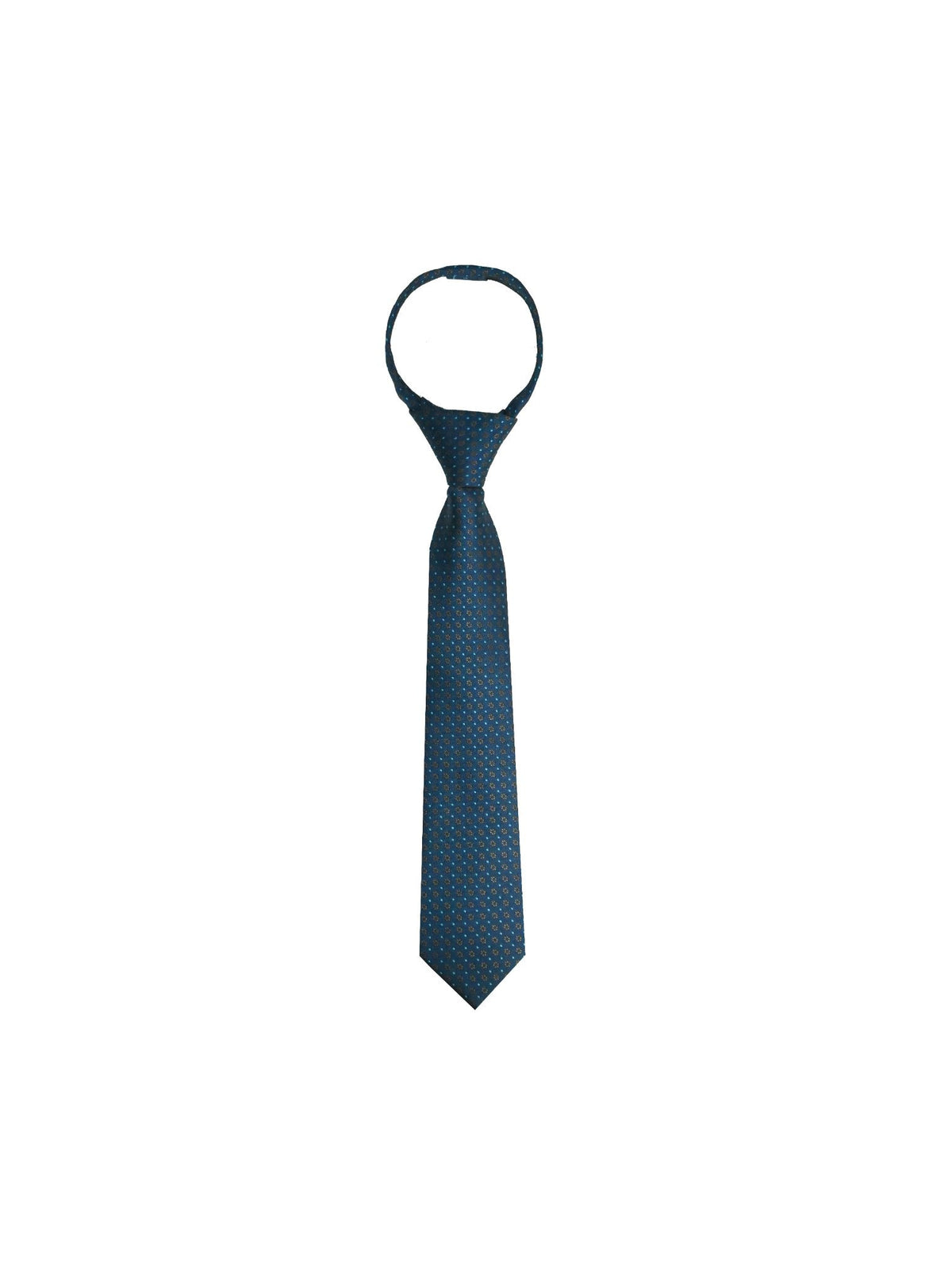 Boys Zipper Tie - Teal Gold Floret - polyester microfiber tie