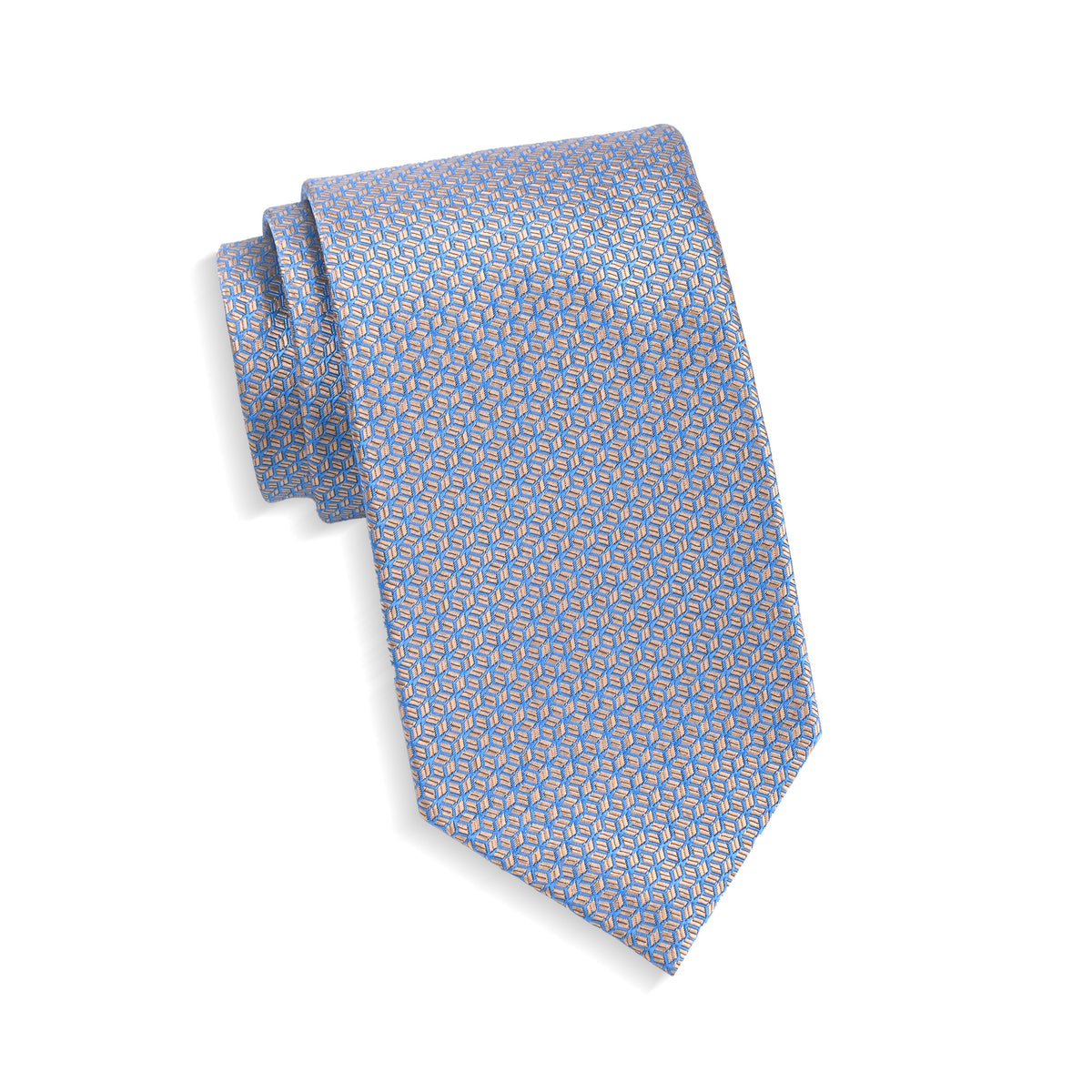 Mens Aurelio & Co. Tie - Peach Cube Block - polyester microfiber tie