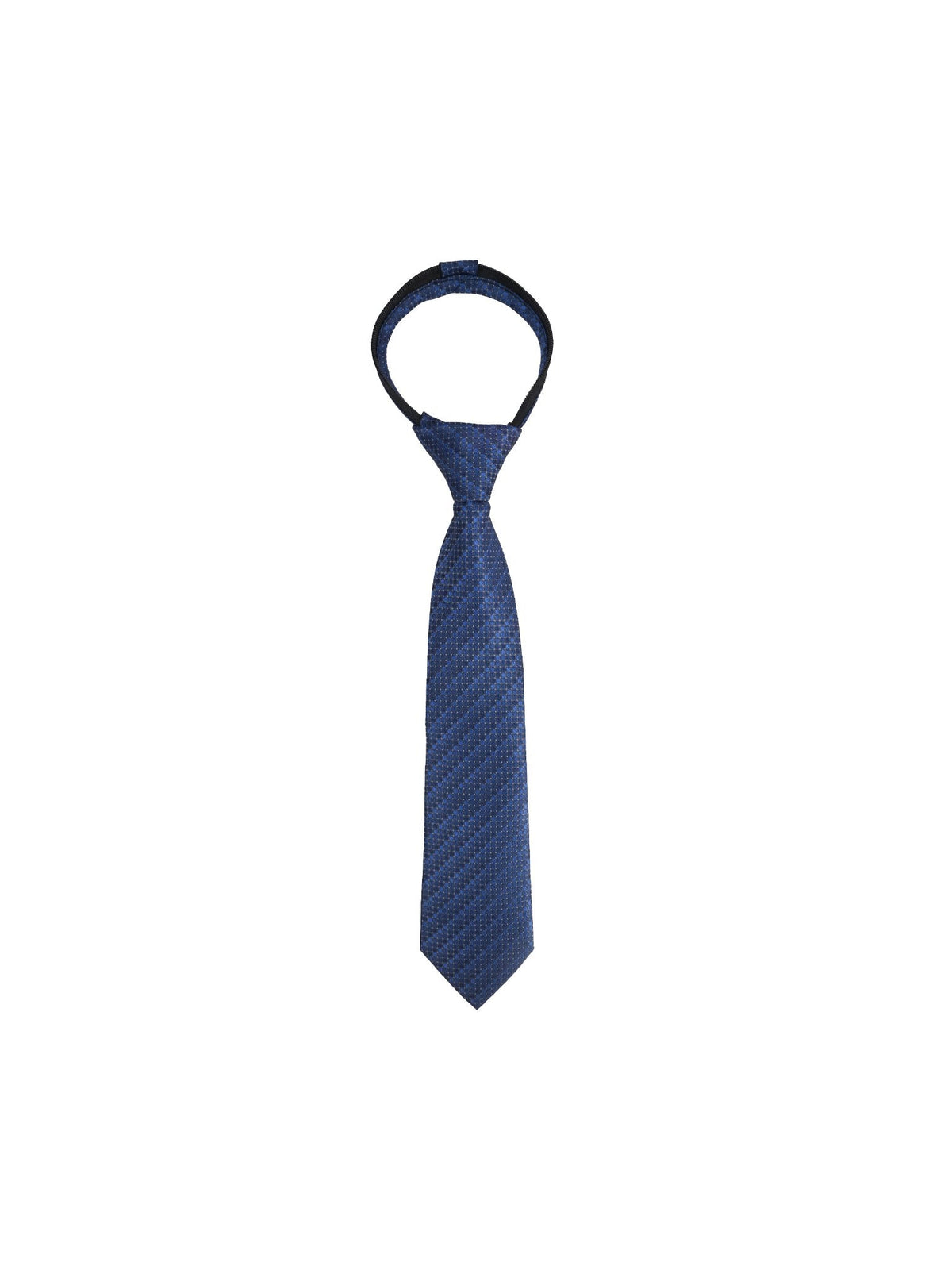Boys Zipper Tie - Navy Diamond Check - polyester microfiber tie