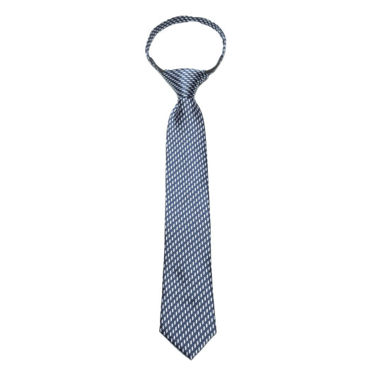 Boys Zipper Tie – Navy Block Dot