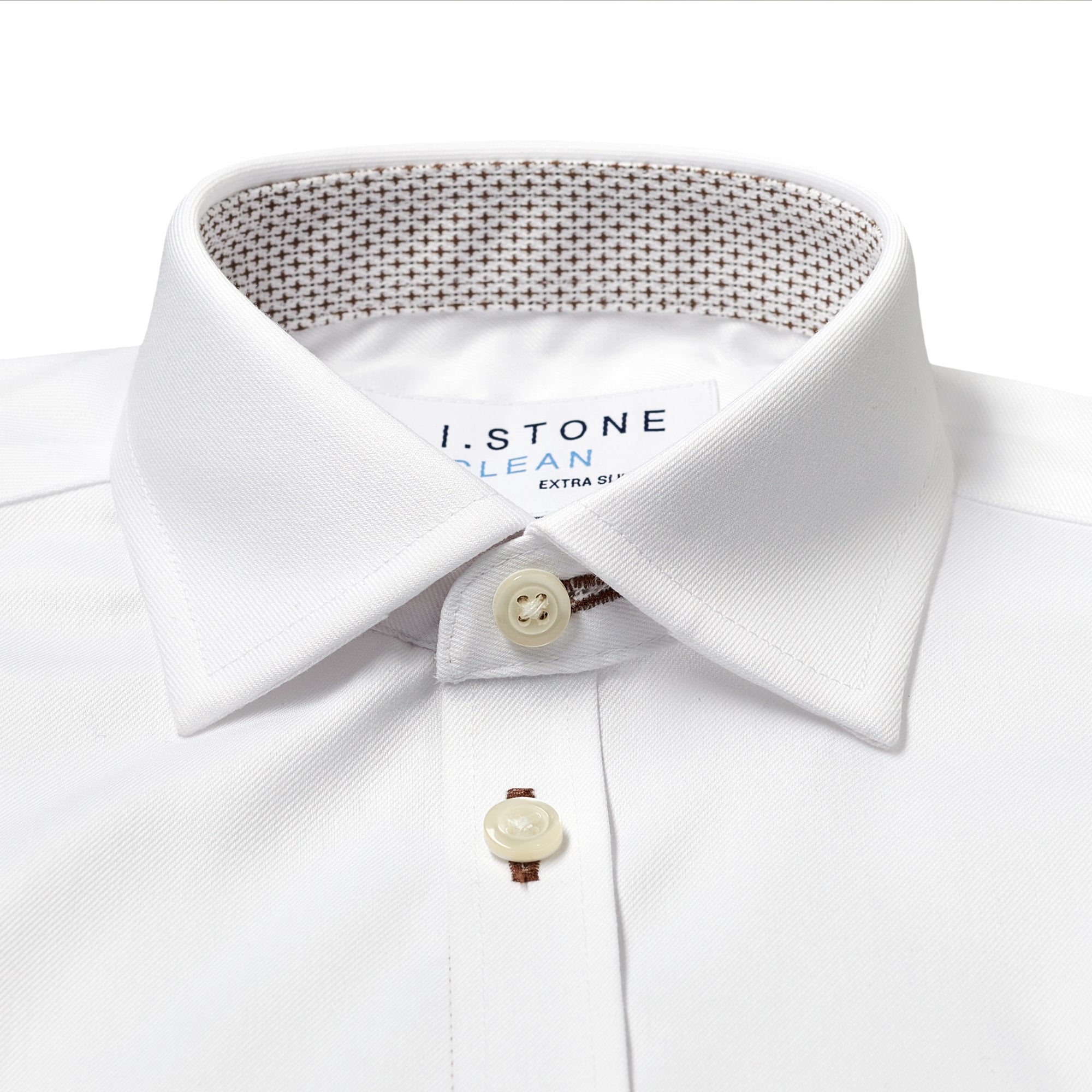 CLEAN Boy Twill NON IRON Cutaway Collar Shirt Short Sleeves With Espresso Contrast Fabric CLEAN Boy Twill NON IRON Cutaway Collar Shirt Short Sleeves With Espresso Contrast Fabric