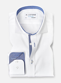 CLEAN Boys Twill NON IRON Cutaway Collar Shirt Long Sleeves with Blue Diamond Contrast Fabric