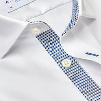 CLEAN Boys Twill NON IRON Cutaway Collar Shirt Long Sleeves with Mini Check Contrast Fabric